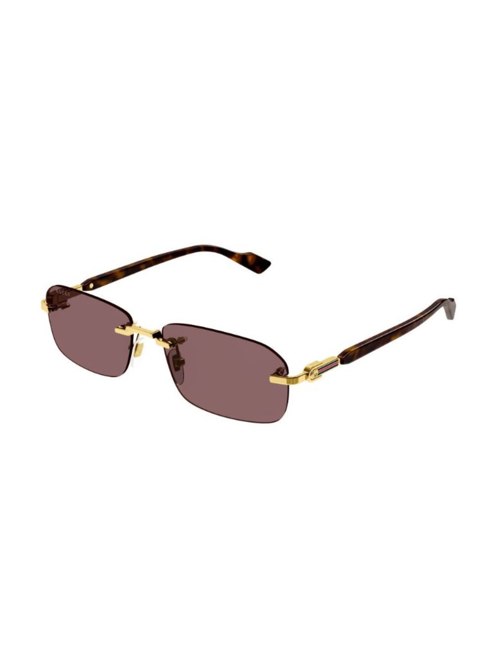New Gucci Men's Sunglasses Gold Square Brown Lens Metal Frame GG1221S 002 56